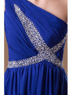 Chiffon Asymmetrical Floor Length Column Embroidered Prom Dress