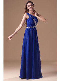 Chiffon Asymmetrical Floor Length Column Embroidered Prom Dress