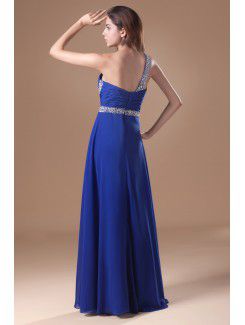 Chiffon Asymmetrical Floor Length Column Embroidered Prom Dress