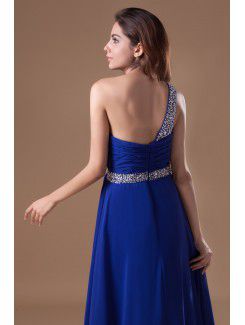 Chiffon Asymmetrical Floor Length Column Embroidered Prom Dress