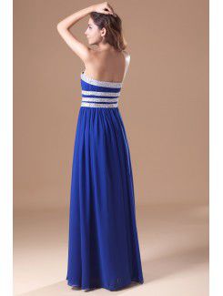 Chiffon Strapless Floor Length Column Embroidered Prom Dress