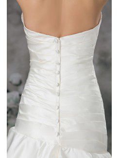 Satin Sweetheart Sweep Train Sheath Hand-made Flower Wedding Dress