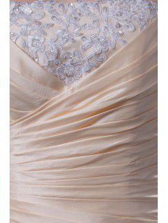 Gauze Strapless Chapel Train A-Line Wedding Dress with Embroidered and Sequins