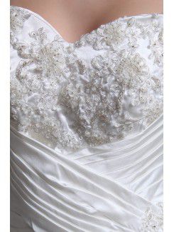 Charmeuse Sweetheart Chapel Train A-Line Wedding Dress with Embroidered