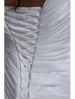 Taffeta V-Neck Sweep Train A-Line Wedding Dress with Ruffle