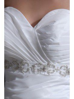 Satin Sweetheart Chapel Train A-Line Wedding Dress with Embroidered Beading Ruffle