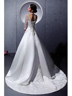 Satin Square Sweep Train Ball Gown Wedding Dress