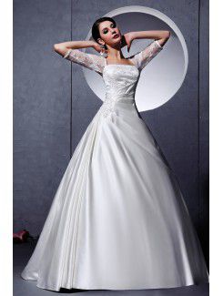 Satin Square Sweep Train Ball Gown Wedding Dress