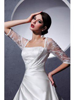 Satin Square Sweep Train Ball Gown Wedding Dress