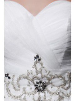 Tulle Sweetheart Chapel Train A-Line Wedding Dress with Embroidered and Rhinestones