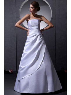 Taffeta Strapless Floor Length A-Line Wedding Dress with Ruffle