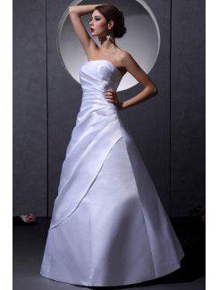 Taffeta Strapless Floor Length A-Line Wedding Dress with Ruffle