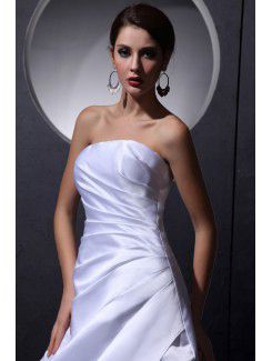 Taffeta Strapless Floor Length A-Line Wedding Dress with Ruffle