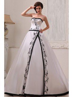 Satinado cariño tribunal tren vestido de bola vestido de novia con bordado