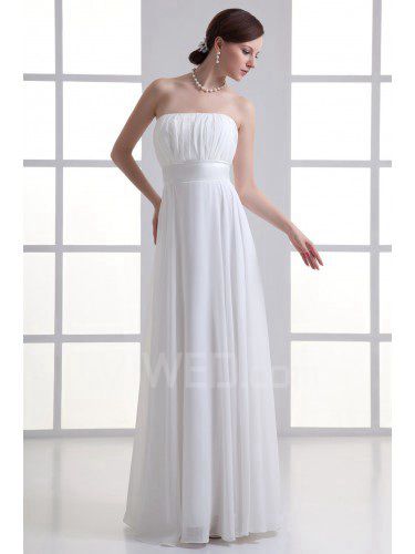 Chiffon Strapless Empire line Floor Length Sash Wedding Dress