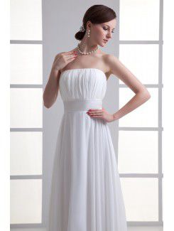 Chiffon Strapless Empire line Floor Length Sash Wedding Dress