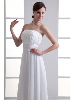 Chiffon Strapless Empire line Floor Length Sash Wedding Dress