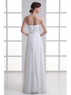 Chiffon Strapless Empire line Floor Length Sash Wedding Dress