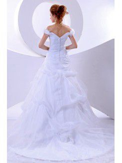 Organza Off-the-Shoulder Sweep Train A-Line Wedding Dress