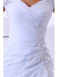 Organza Off-the-Shoulder Sweep Train A-Line Wedding Dress