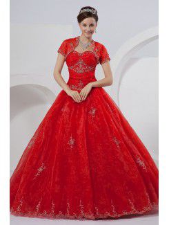 Taffetas sweetheart étage longueur robe de bal de mariage robe avec veste