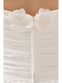 Chiffon Strapless Floor Length A-Line Wedding Dress with Ruffle Flowers