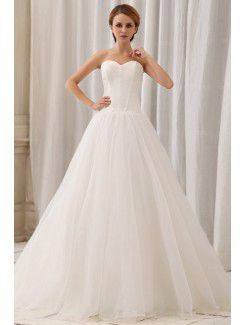 Атласа и шифона длиной этаже милая-line свадебное платье с наслоением