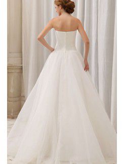 Satin and Chiffon Sweetheart Floor Length A-Line Wedding Dress with Layering