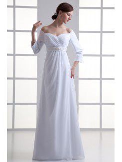 Chiffon Sweetheart Empire line Floor Length Three-quarter Sleeves Wedding Dress