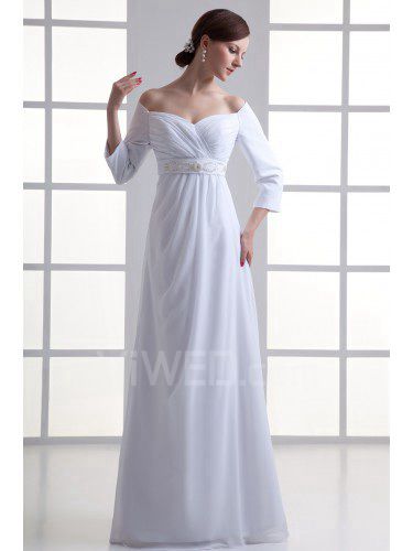 Шифон милая империи линии пола длиной три четверти рукавами свадебные платья