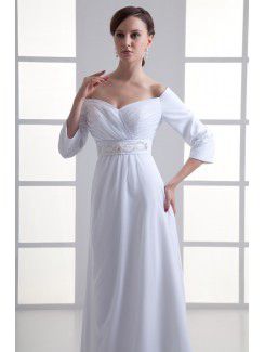 Chiffon Sweetheart Empire line Floor Length Three-quarter Sleeves Wedding Dress