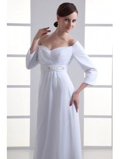 Chiffon Sweetheart Empire line Floor Length Three-quarter Sleeves Wedding Dress