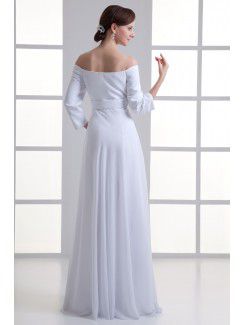 Chiffon Sweetheart Empire line Floor Length Three-quarter Sleeves Wedding Dress