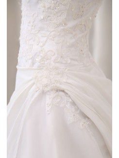 Taffeta Strapless Court Train A-Line Wedding Dress with Ruffle Embroidered