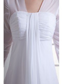 Chiffon Strapless Empire line Sweep Train Three-quarter Sleeves Wedding Dress