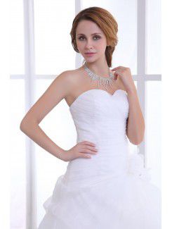 Organza Satin Sweetheart Chapel Train A-Line Wedding Dress