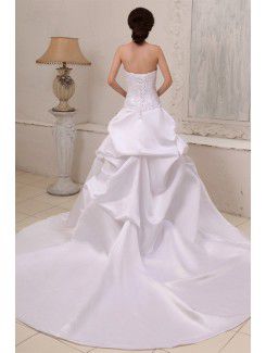 Lace Charmeuse Sweetheart Chapel Train A-Line Wedding Dress