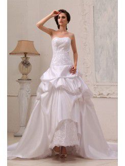 Lace Charmeuse Sweetheart Chapel Train A-Line Wedding Dress