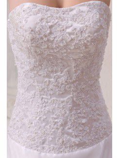 Lace Charmeuse Sweetheart Chapel Train A-Line Wedding Dress