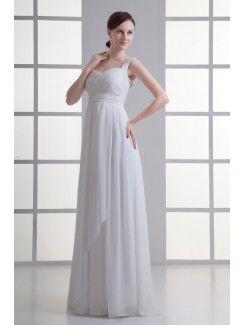 Шифон империи ремни линии пола длиной створки свадебное платье