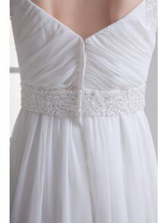 Chiffon Straps Empire line Floor Length Sash Wedding Dress