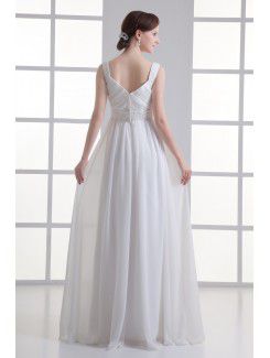 Chiffon Straps Empire line Floor Length Sash Wedding Dress