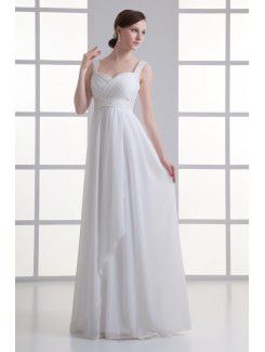 Chiffon Straps Empire line Floor Length Sash Wedding Dress