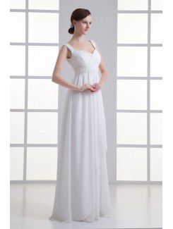 Chiffon Straps Empire line Floor Length Sash Wedding Dress