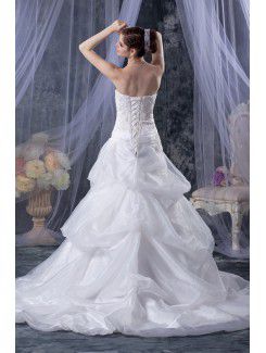 Organza and Satin Sweetheart Court Train A-Line Wedding Dress