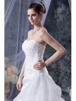 Organza and Satin Sweetheart Court Train A-Line Wedding Dress