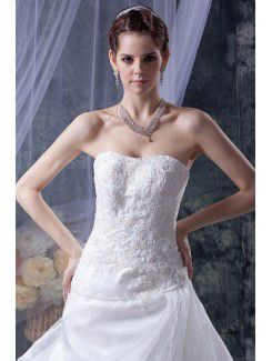 Organza and Satin Sweetheart Court Train A-Line Wedding Dress