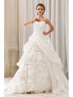 Taffeta Sweetheart Court Train Ball Gown Wedding Dress