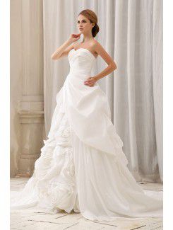 Taffeta Sweetheart Court Train Ball Gown Wedding Dress