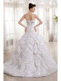 Satin Sweetheart Court Train Ball Gown Wedding Dress